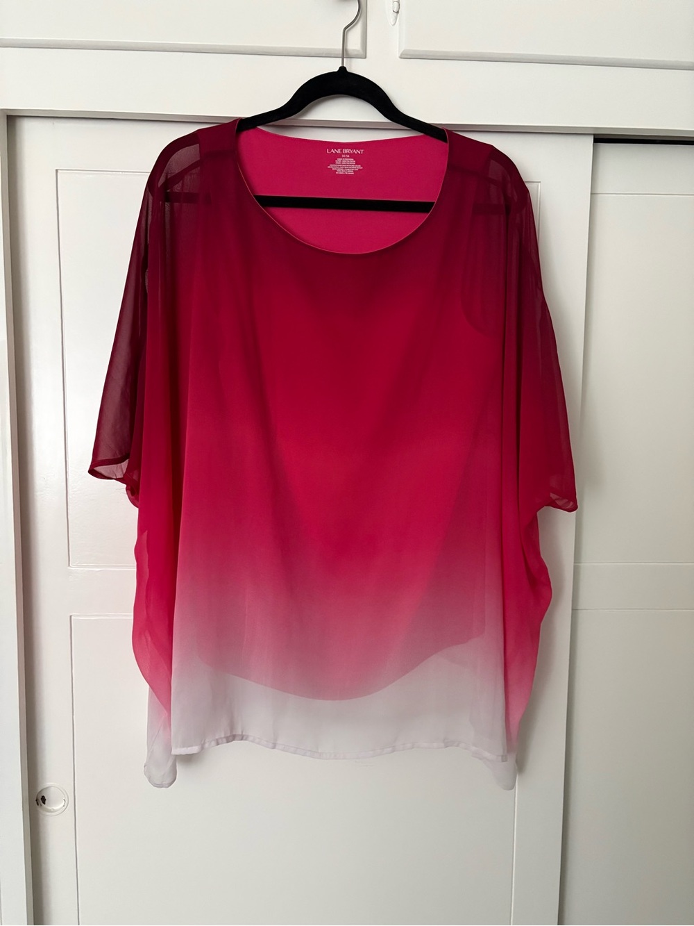 Beautiful Lane Bryant Hot Pink to White Ombre Sheer Sleeve Tunic